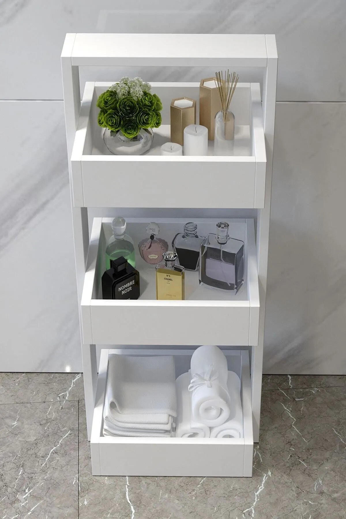Dekoronya Lia Çok Amaçlı Sepet Banyo Organizer Mutfak Düzenleyici Çiçeklik Beyaz